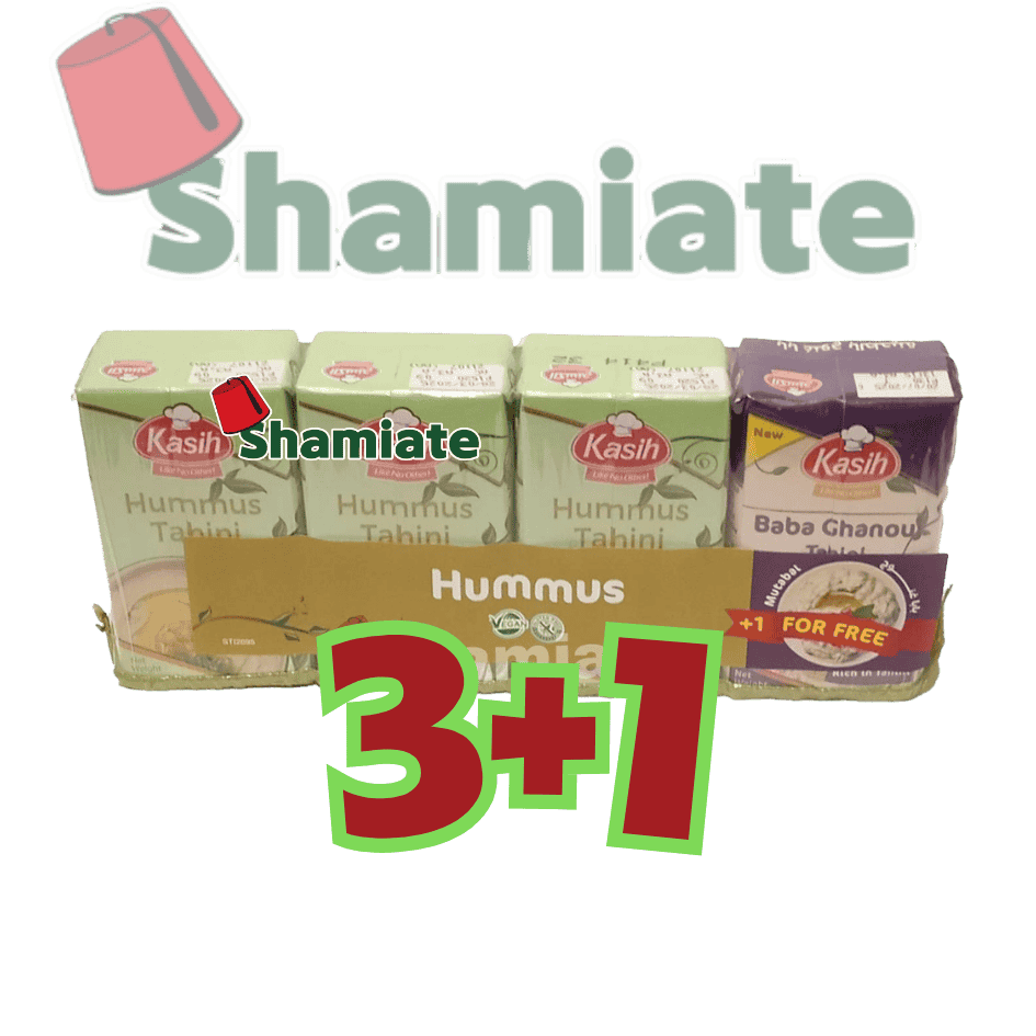 Hommos Tahina En Conserve (Kasih, + 1 Caviar d'Aubergine, 135 gm, 1 x (3+1) x 12 Pièces)