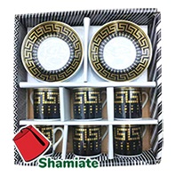 Versace Black 6 Pieces Decorated Coffee Cup and Saucer Set/4LM-12-29