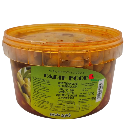 Olives Vertes Marocaines (Épicées Dénoyautées,  2270g, 1 Pièce)