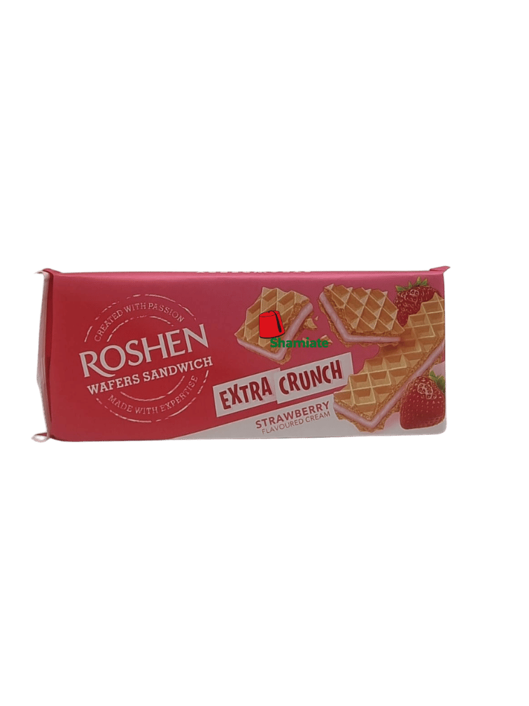 Extra Crunch Waffles,Sandwich, 2081 (Roshen Wafers, Strawberry, 142g, 15 Pieces)