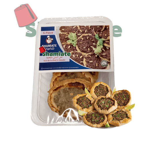 [7985 Nightingale (Bulbul) Nest with Meat (Shamiate, 350 gm, 10 x 6 Pieces) Nid de Rossignol (Bulbul) à la Viande (Shamiate, 350 gm, 10 x 6 Pièces) Nid de Rossignol (Bulbul) a la Viande (Shamiate, 350 gm, 10 x 6 Pieces)عش البلبل باللحم (شاميات, بلا, 350 غرام, 10 x 6 وحدة) ] عش البلبل باللحم (شاميات, بلا, 350 غرام, 10 x 6 وحدة)