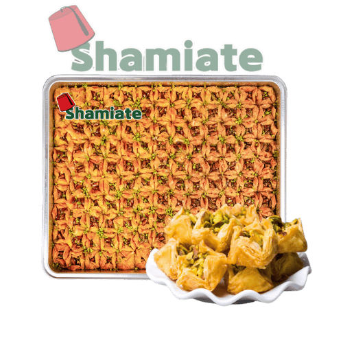 [8469 Oriental Pastry Tray (Shamiate, Bakja with Pistachios, 2.7 Kg, 1 Piece) Plateau de Pâtisserie Orientale (Shamiate, Bakja aux Pistaches, 2.5 Kg, 1 Pièce) Plateau de Patisserie Orientale (Shamiate, Bakja aux Pistaches, 2.5 Kg, 1 Piece)صينية معجنات شرقية (شاميات, بكجة بالفستق, 2.7 كلغ, 1 وحدة) ] صينية معجنات شرقية (شاميات, بكجة بالفستق, 2.7 كلغ, 1 وحدة)