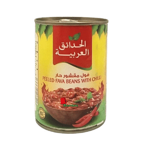 [2627 Canned Beans (Foul) (Arabian Gardens, Peeled with Chili, 400 gm, 24 Pieces) Fèves en Conserve (Foul) (Arabian Gardens, Chili Pelé, 400 gm, 24 Pièces) Feves en Conserve (Foul) (Arabian Gardens, Chili Pele, 400 gm, 24 Pieces)فول معلب (الحدائق العربيه, فلفل حار مقشر, 400 غرام, 24 وحدة) ] Canned Beans (Foul) (Arabian Gardens, Peeled with Chili, 400 gm, 24 Pieces)