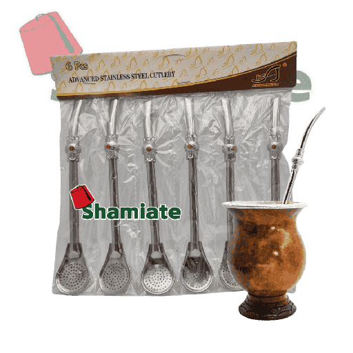 [001788 Bombilla (Mate Straw) (in Steel, Large, 6 Pieces) Bombilla (Paille à Maté) (En Acier, Grand, 6 Pièces) Bombilla (Paille a Mate) (En Acier, Grand, 6 Pieces)مصاصة متة (من الصلب, كبير, 6 وحدات) ] مصاصة متة (من الصلب, كبير, 6 وحدات)