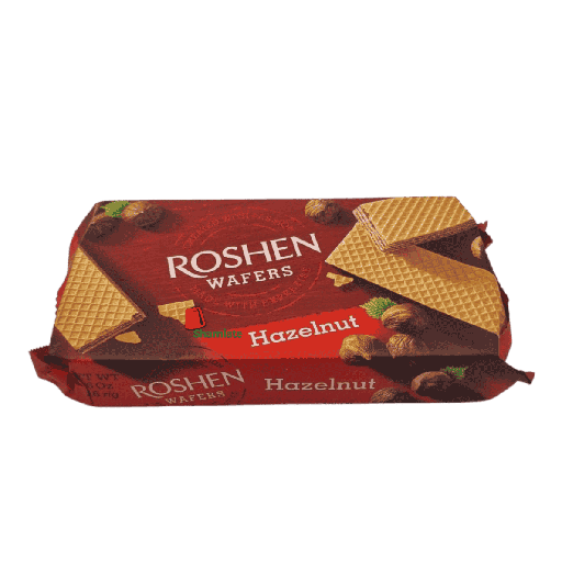 [001915 Wafers & Hazelnut (Roshen Wafers, 216gm, 16 Pieces) Gaufrettes & Noisette (Roshen Wafers, 216gm, 16 Pièces) Gaufrettes & Noisette (Roshen Wafers, 216gm, 16 Pieces)رقائق ويفر بالبندق (رقائق روشن، 216 غرام، 16 قطعة) ] رقائق ويفر بالبندق (رقائق روشن، 216 غرام، 16 قطعة)