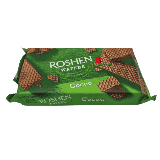 [001918 Wafers & Cocoa (Roshen Wafers, 216gm, 16 Pieces) Gaufrettes & Cacao (Roshen Wafers, 216gm, 16 Pièces) Gaufrettes & Cacao (Roshen Wafers, 216gm, 16 Pieces)رقائق ويفر بالكاكاو (رقائق روشن، 216 غرام، 16 قطعة) ] رقائق ويفر بالكاكاو (رقائق روشن، 216 غرام، 16 قطعة)
