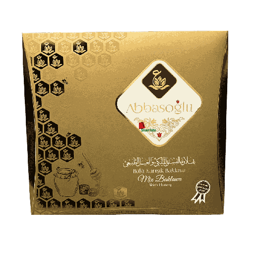 [001932 Oriental Pastry (Abbasoglu, Mixed Baklava with Royal Pistachio and Natural Honey, 500g, 12 Pieces) Pâtisserie Orientale (Abbasoglu, Baklawa Mixte aux Royal Pistache & Miel Naturel, 500gm, 12 Pièces) Patisserie Orientale (Abbasoglu, Baklawa Mixte aux Royal Pistache & Miel Naturel, 500gm, 12 Pieces)حلويات سورية فاخرة (عباس أوغلو، بقلاوة مشكلة بالفستق الملكي والعسل الطبيعي، 500 غرام، 12 قطعة) ] Pâtisserie Orientale (Abbasoglu, Baklawa Mixte aux Royal Pistache & Miel Naturel, 500gm, 12 Pièces)