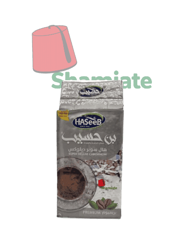 [002259 Arabic Coffee (Haseeb, Silver, Super Deluxe Cardamom, 500g, 10 Pieces) Café Arabe (Haseeb, Argenté, Super Deluxe Cardamom , 500 gm, 10 Pièces) Cafe Arabe (Haseeb, Argente, Super Deluxe Cardamom , 500 gm, 10 Pieces)قهوة عربية (حسيب، فضية، سوبر ديلوكس هيل، 500 غرام، 10 قطع) ] Café Arabe (Haseeb, Argenté, Super Deluxe Cardamom , 500 gm, 10 Pièces)