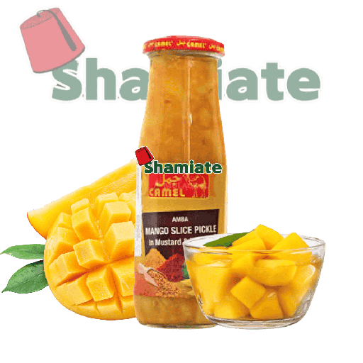 [5918 Amba Mango Slice Pickle (Camel, 400 gm, 12 Pieces) Cornichon en Tranches de Mangue Amba (Camel, 400 gm, 12 Pièces) Cornichon en Tranches de Mangue Amba (Camel, 400 gm, 12 Pieces) امبا مخلل قطعات المانجو (جمل, 400 غرام, 12 وحدة) ] Cornichon en Tranches de Mangue Amba (Camel, 400 gm, 12 Pièces)